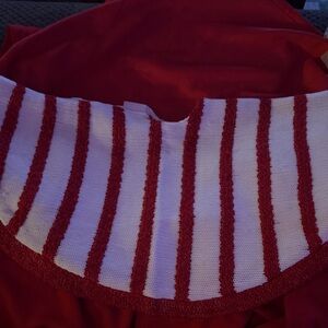 Red and White Striped Christmas Tree skirt